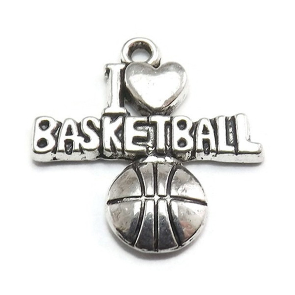 6pcs I‎ Love Basketball Charms, sports, jewelry making supplies